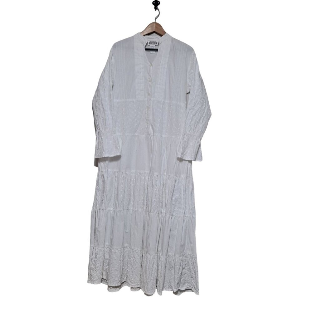 Vintage Maxi Dress Woman Medium Petite Cottagecore Embroidered Layered Prairie
